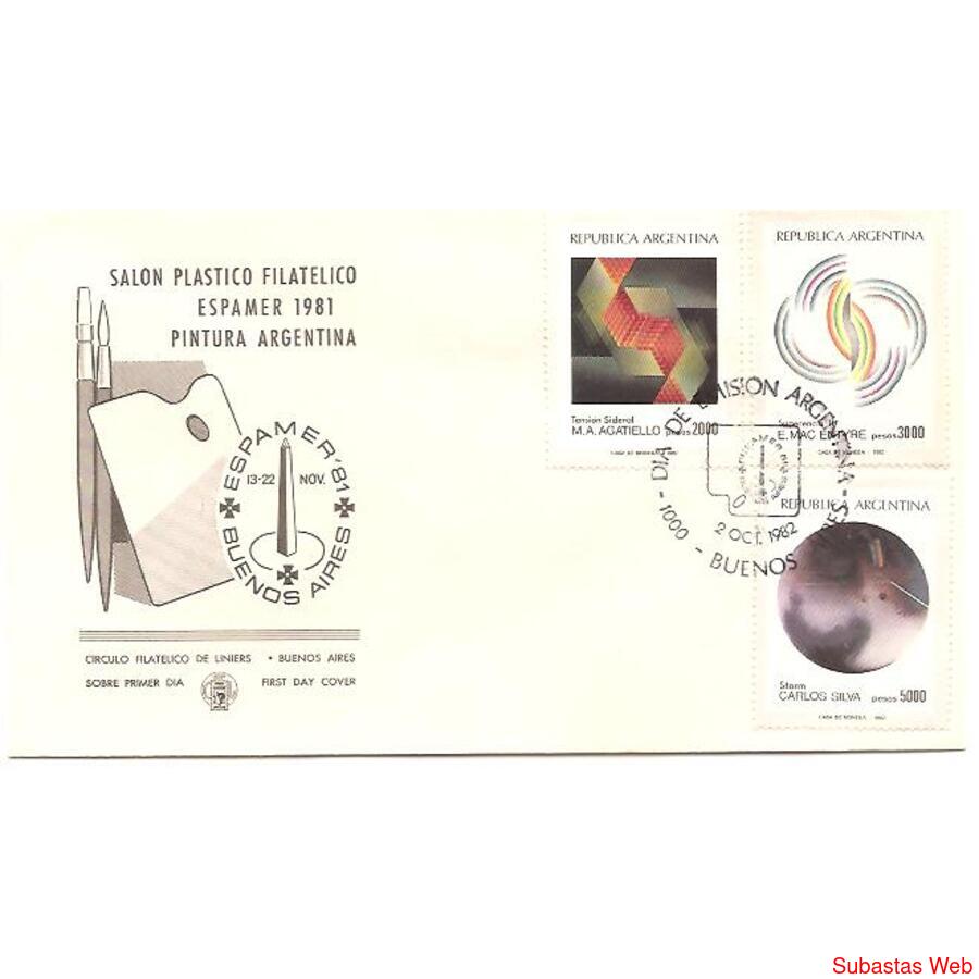 ARGENTINA 1982(1367-69) SOBRE PDE: PINTURAS ESPAMER 81