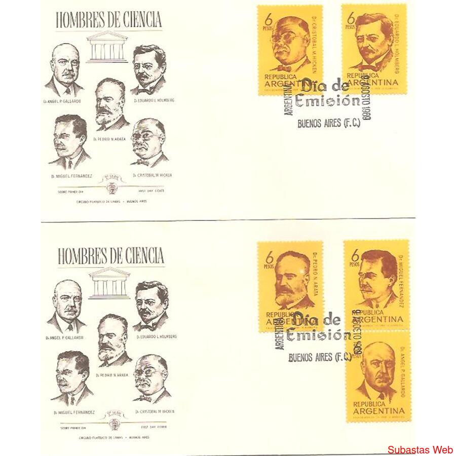 ARGENTINA 1969(840-44) 2 SOBRES PDE: HOMBRES DE CIENCIA
