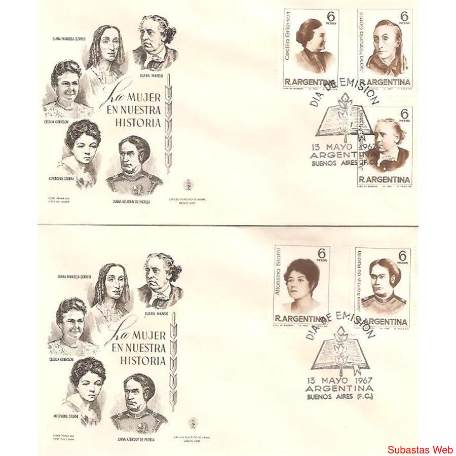 ARGENTINA 1967(787-91) 2 SOBRES PDE: MUJER DE NUESTRA HISTOR
