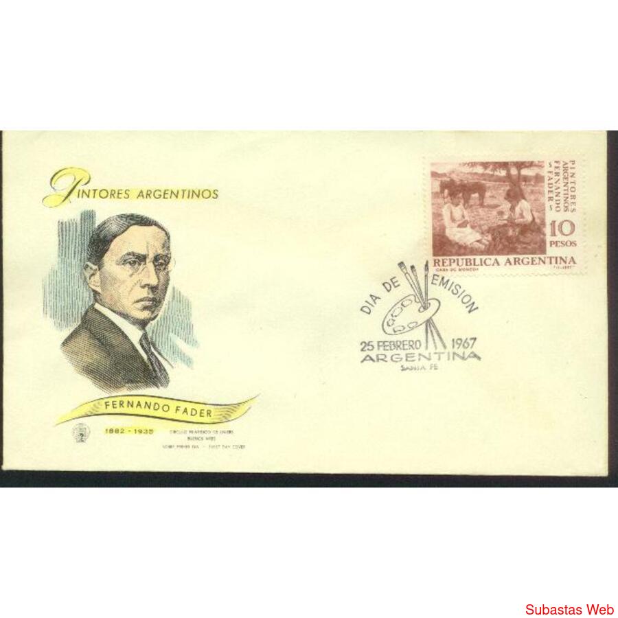 ARGENTINA 1967(786) SOBRE PDE: CUADRO DE FERNANDO FADER