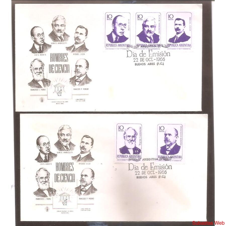 ARGENTINA 1966(768-72) 2SOBRES PDE:  HOMBRES DE CIENCIA