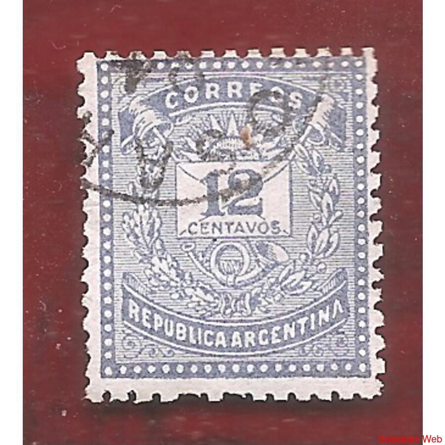 ARGENTINA 1882(53) DIBUJO DE CARTA, TIPOGRAFIA, 12,5 USADA