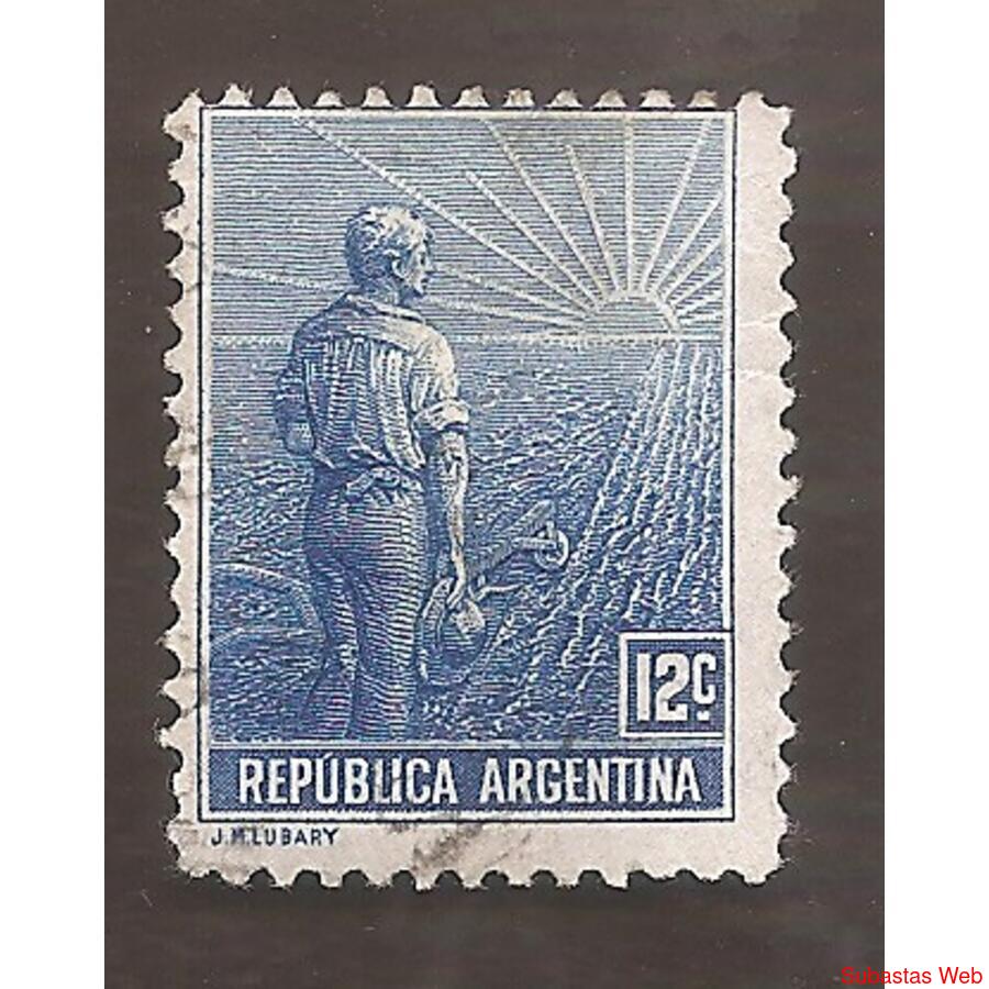ARGENTINA 1911(166) LABRADOR, GRABADO, CON FILIGRANA USADA