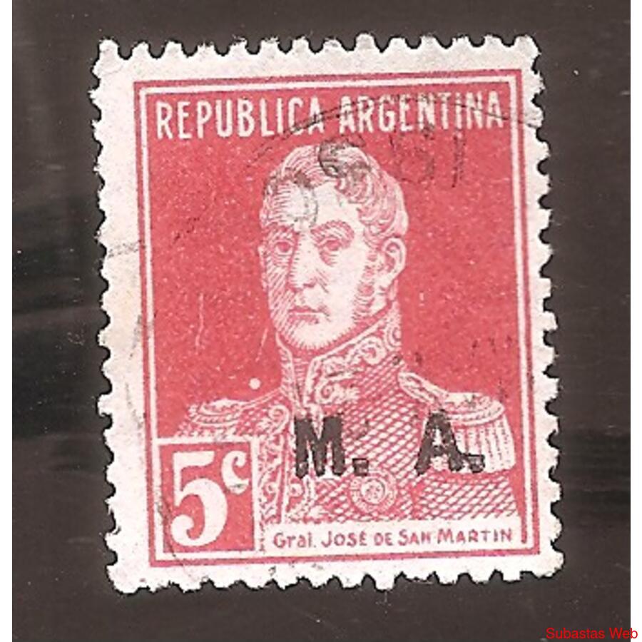 ARGENTINA 1923(301-188) SAN MARTIN SIN PUNTO  MINIST.: M.A. 