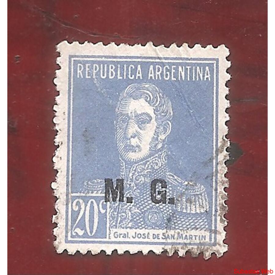 ARGENTINA 1923(304-196) SAN MARTIN SIN PUNTO, MINIST.: M.G.