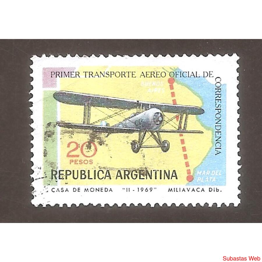 ARGENTINA  1969(846) TRANSPORTE AEREO POSTAL,  USADA