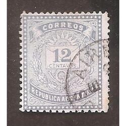 ARGENTINA 1882(55) DIBUJO DE CARTA, TIPOGRAFIA, 14,25 USADA