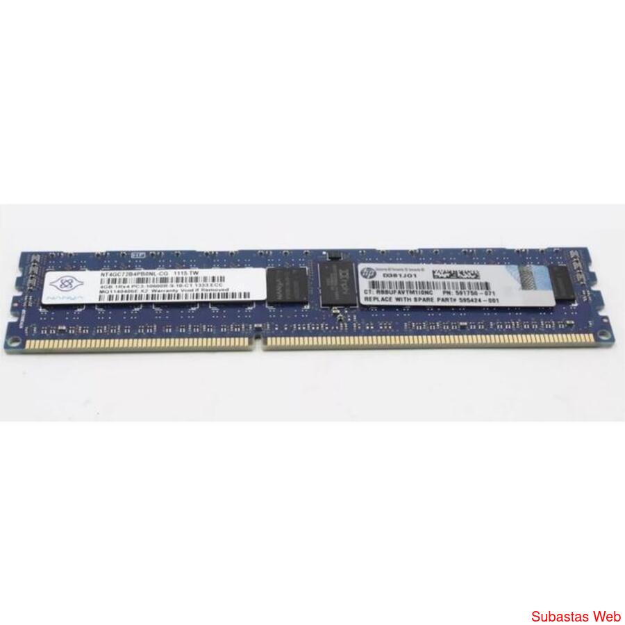 Memoria DDR3 4GB 10600R 1333MHZ ECC No Aptas Para PC