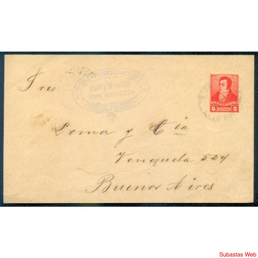 ARGENTINA GJSOB29 FRENTE SOBRE POSTAL MARCA **ARROYO CORTO**