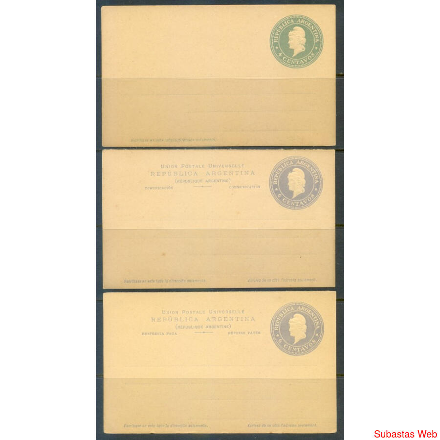 ARGENTINA 1896 ENTEROS GJTAR18 x1 + GJTAR 20 x2 MINT U$18.00