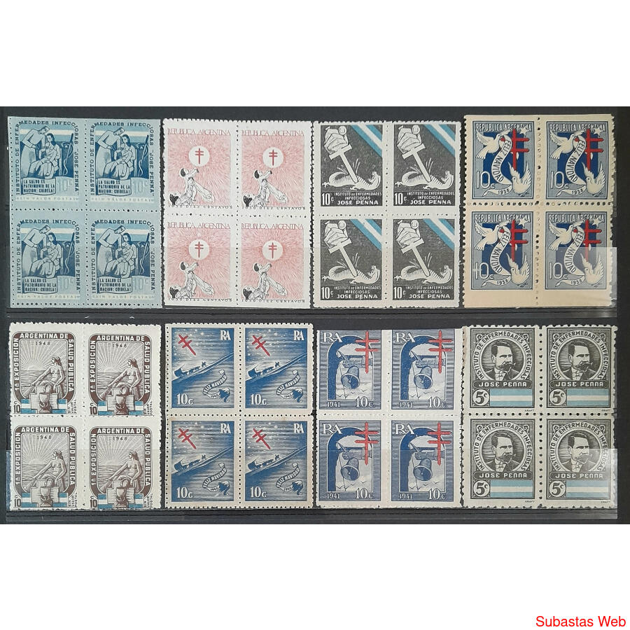 ARGENTINA. HERMOSO LOTE DE 8 CUADROS DE VIÑETAS DE BENEFICAS