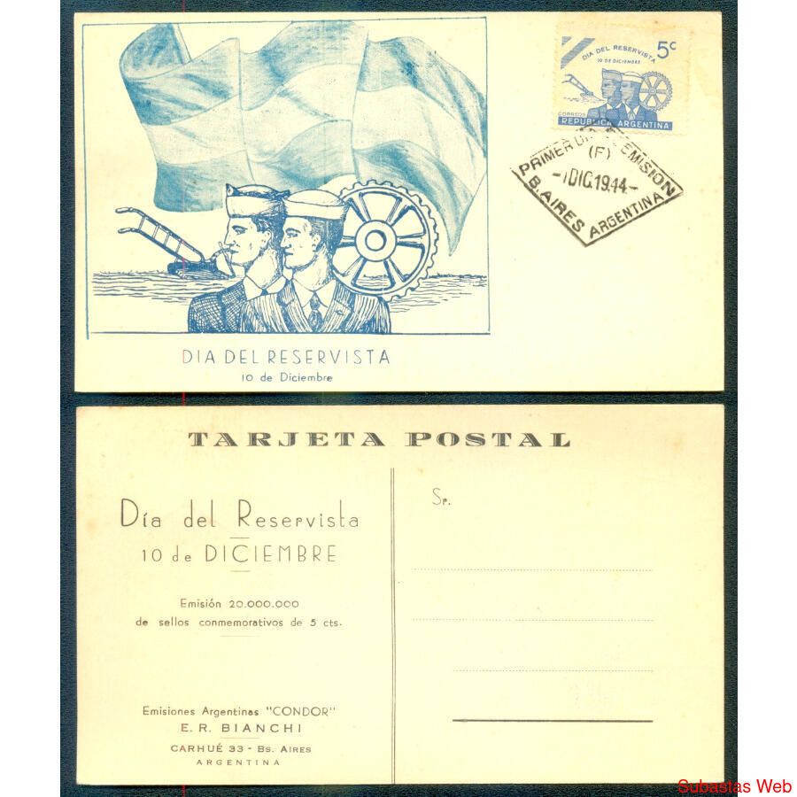 ARGENTINA GJ922 DÍA RESERVISTA ESPECTACULAR TARJETA MÁXIMA!