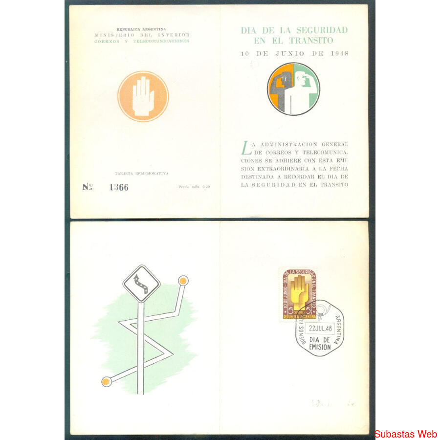 ARGENTINA GJ958 TARJETA REMEMORATIVA TRANSITO SEGURO!!!