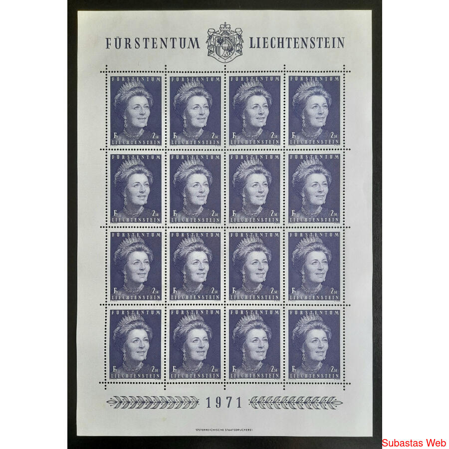 LIECHTENSTEIN Sc472. PRINCESA GINA HOJA BLOQUE MINT. U$35.00