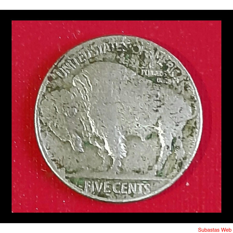 USA. 1920 ANTIGUA MONEDA NÍQUEL **BÚFALO** DE 5c. CIRCULADA