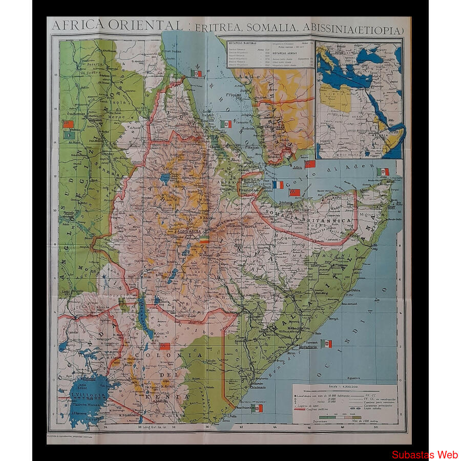ESPECTACULAR MAPA DEL ÁFRICA ORIENTAL COLONIAL. LUJO, MIRAR!