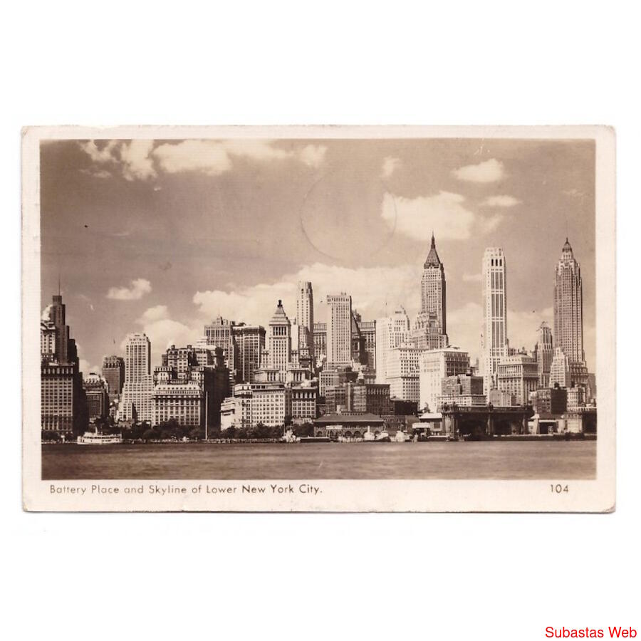 USA. Battery Place and Skyline of Lower New York City. 1940.