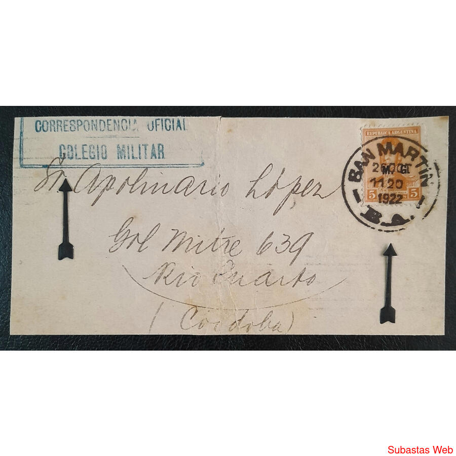 1922 FRAGMENTO DE CORRESPONDENCIA DEL COLEGIO MILITAR. VER!!