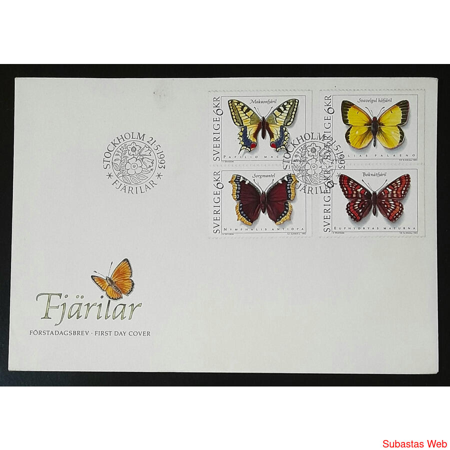 SUECIA 1993 FANTÁSTICO SOBRE CON SERIE **MARIPOSAS** UN LUJO