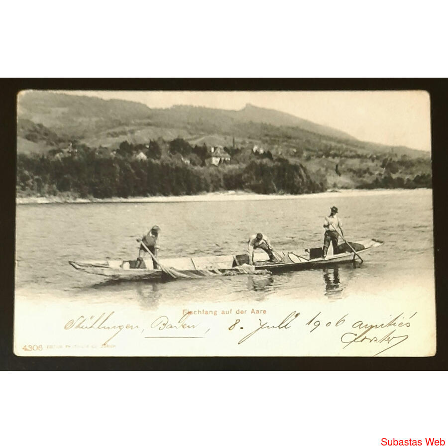 ALEMANIA 1906 ANTIGUA POSTAL DE PESCADORES TIRANDO LA REDES!