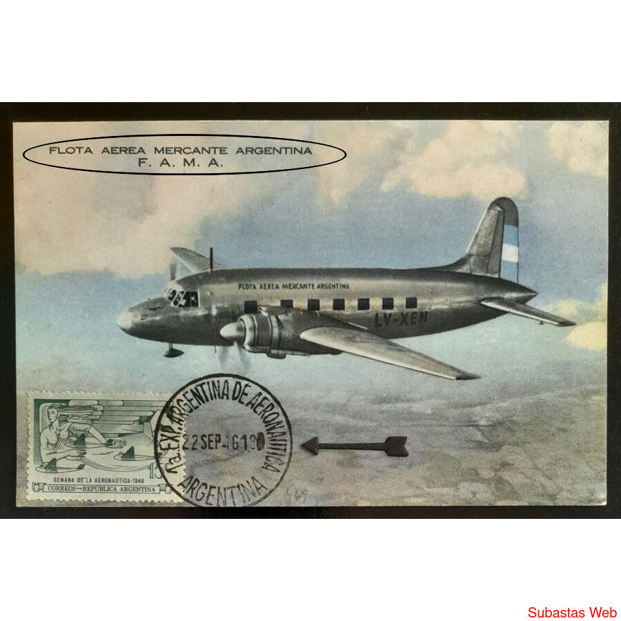 VUELOS **FAMA** EXTRAORDINARIA POSTAL AVIÓN VIKING EN VUELO