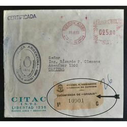ARGENTINA SOBRE CERTIFICADO ETIQUETA *ENCOMIENDA DE GRANJA*