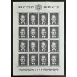 LIECHTENSTEIN Sc473. PRÍNCIPE FRANZ JOSEPH HOJA BLOQUE MINT