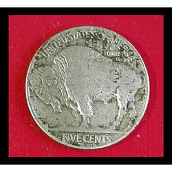 USA. 1920 ANTIGUA MONEDA NÍQUEL **BÚFALO** DE 5c. CIRCULADA