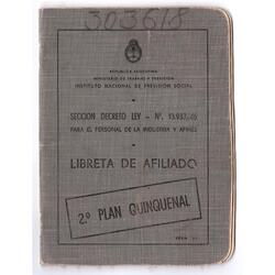 ARGENTINA. Libreta de afiliado previsional con sellos fiscal
