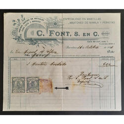 BARCELONA 1921 ANTIGUA FACTURA CON 3  TIMBRES FISCALES. VER!