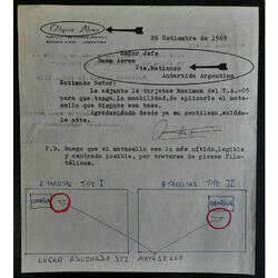 ANTIGUA CARTA DE LA BASE MATIENZO CON FIRMA DEL ESTAFETERO