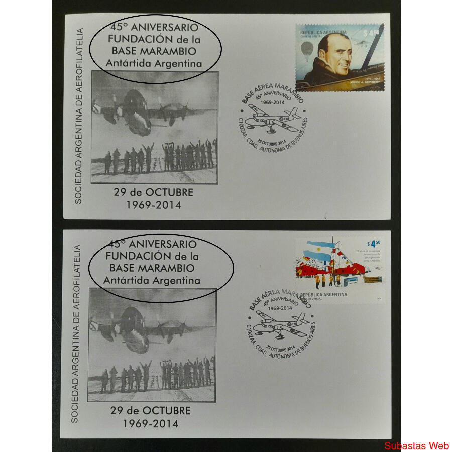 2 TARJETAS REMEMORATIVAS 45 ANIVERSARIO DE LA BASE MARAMBIO!