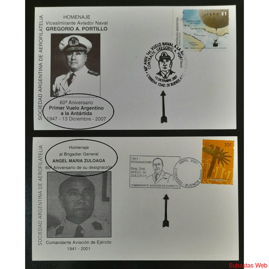 2 ÍTEMS HOMENAJE A LOS NOTABLE AVIADORES ZUOLOAGA y PORTILLO