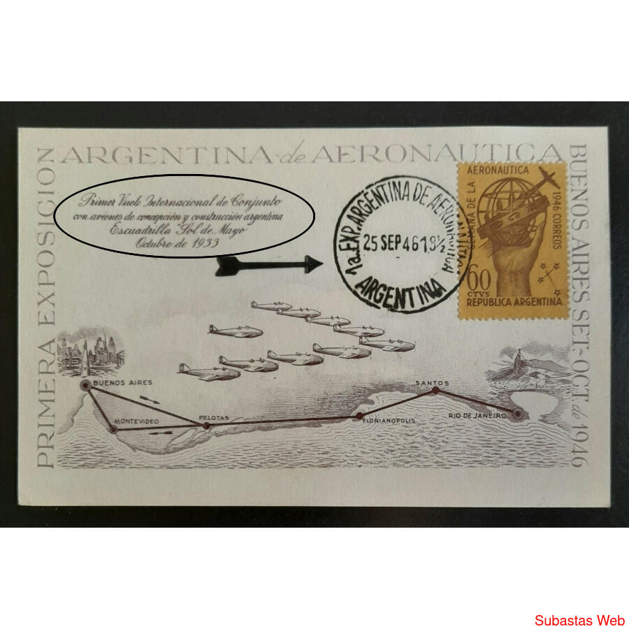 ARGENTINA GJ933 1° EXPO. AERONÁUTICA. RAREZA DE IMPRESIÓN!!!