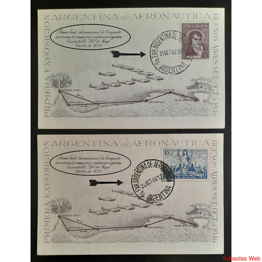 ARGENTINA 2 RARAS TARJETAS DE LA 1era  EXPO. AERONÁUTICA !!!