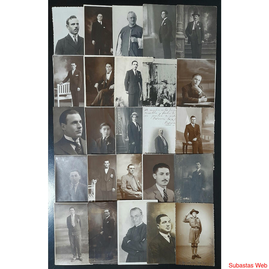 HOMBRES. ESPECTACULAR LOTE DE 25 ANTIGUAS FOTO POSTALES @2