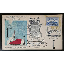 ESPECTACULAR SOBRE CAMPAÑA ANTÁRTICA 1967 REPLETO DE MARCAS