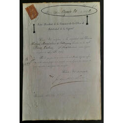 1892 CARTA OFICIAL DEL PRESIDENTE DE LA COMISIÓN SALUBRIDAD