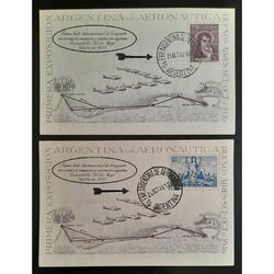 ARGENTINA 2 RARAS TARJETAS DE LA 1era  EXPO. AERONÁUTICA !!!