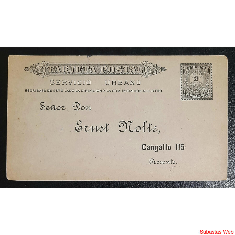 ARGENTINA 1888 GJTAR-10 TARJETA P/ SERVICIO URBANO. MUY RARA