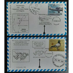 2 TARJETAS CONMEMORATIVAS PRIMEROS VUELOS AL SUR ARGENTINO