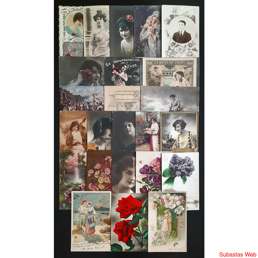 MARAVILLOSO CONJUNTO DE 24 ANTIGUAS POSTALES ROMÁNTICAS! #1
