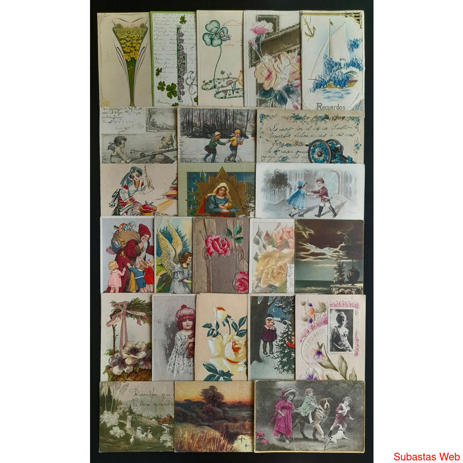 MARAVILLOSO CONJUNTO DE 24 ANTIGUAS POSTALES ROMÁNTICAS! #2