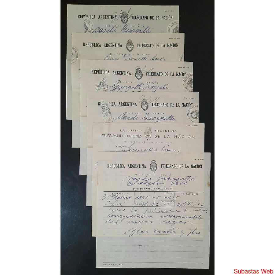 1950. 6 ANTIGUOS TELEGRAMAS COMUNES TRAFICO URBANO @1