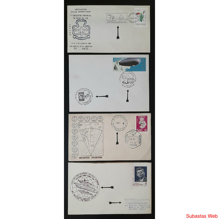 ARGENTINA LOTE MIXTO DE 4 VIEJOS y ESCASOS SOBRES ESPECIALES