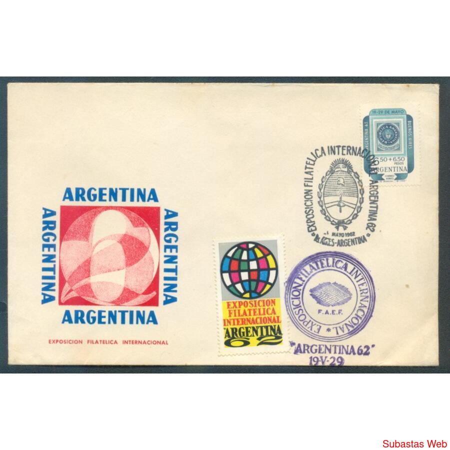 ARGENTINA LUJOSO SOBRE CON VIÑETA DE LA EXPO ARGENTINA 1962.