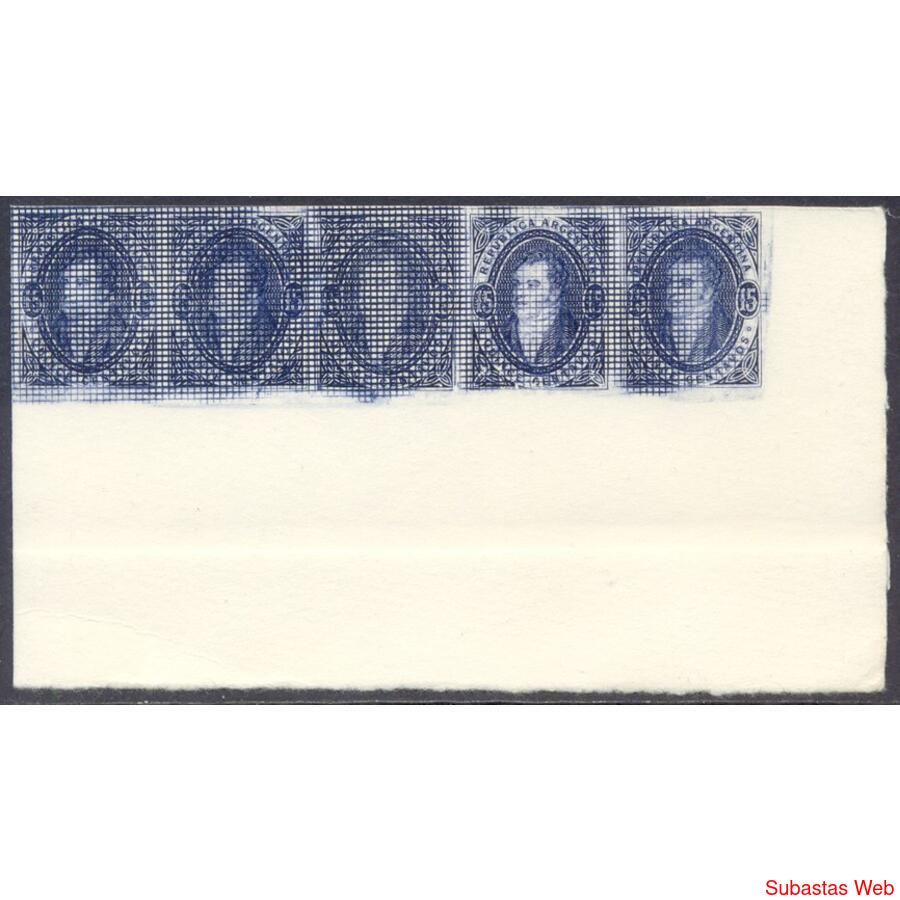 ARGENTINA GJ22 RIVADAVIA TIRA EH x 5 REIMPRESIÓN PALEY LUJO!