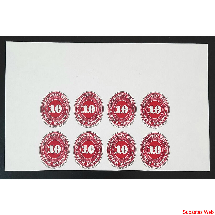 MÉXICO 1887 ESPECTACULAR REIMPRESIÓN BLOQUE x 8 EJEMPLARES!
