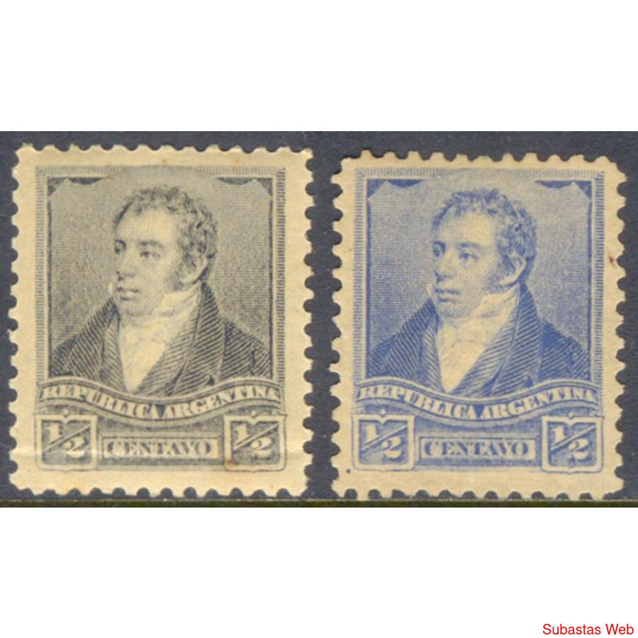 ARGENTINA GJ137A RIVADAVIA FIL SOL CHICO. AZUL ULTRAMAR. VER