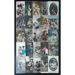 NIÑOS. ESPLENDIDO LOTE DE 25 ANTIGUAS POSTALES ROMÁNTICAS #2